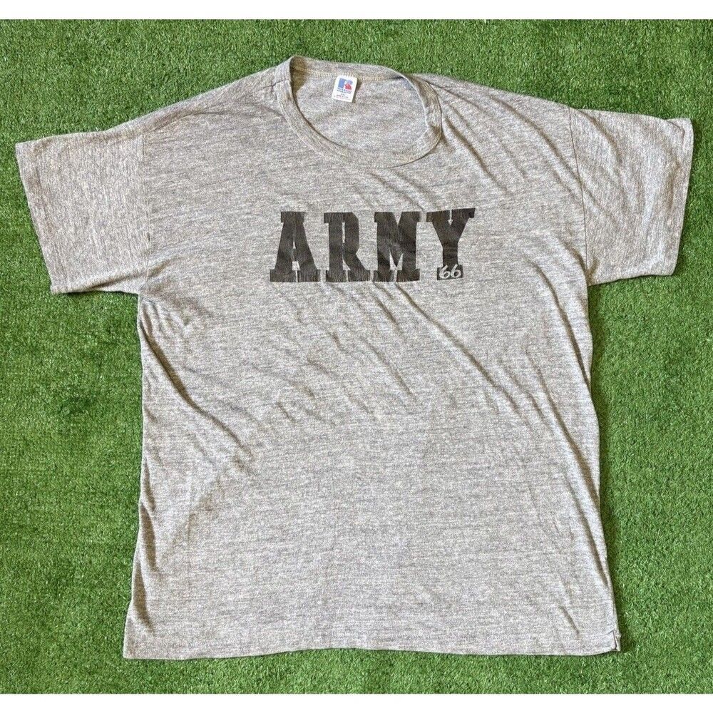 Vintage Russell Athletic Army Shirt Men’s 2XL 80s Made In USA Gray Single Stitch